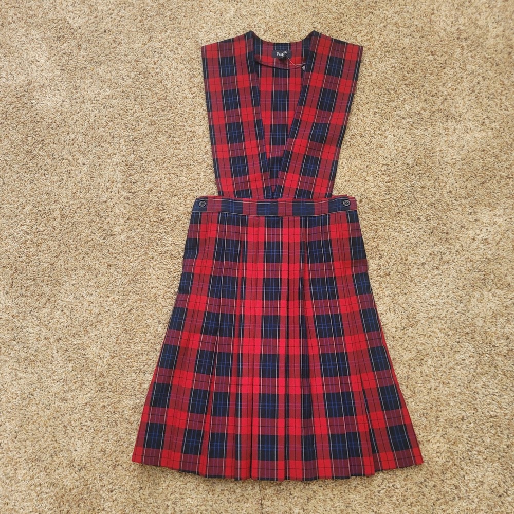 NWT Parker Girls Red Blue Plaid School‎ Uniform Jumper Dress 12 - Picture 4 of 8